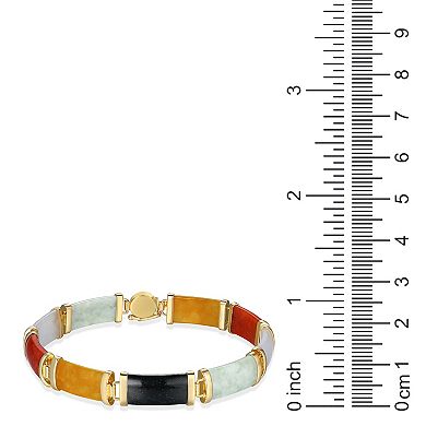 18k Gold Over Silver "Happiness" Multicolor Jade Bracelet