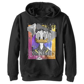Disney's Donald Duck Boys 8-20 Face Portrait Abstract Background Pullover Graphic Hoodie