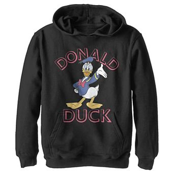 Disney's Donald Duck Boys 8-20 Happy Wave Portrait Logo Pullover Graphic Hoodie