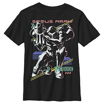 Boys 6-20 Nintendo Metroid Samus Aran Retro Neon Poster Graphic Tee
