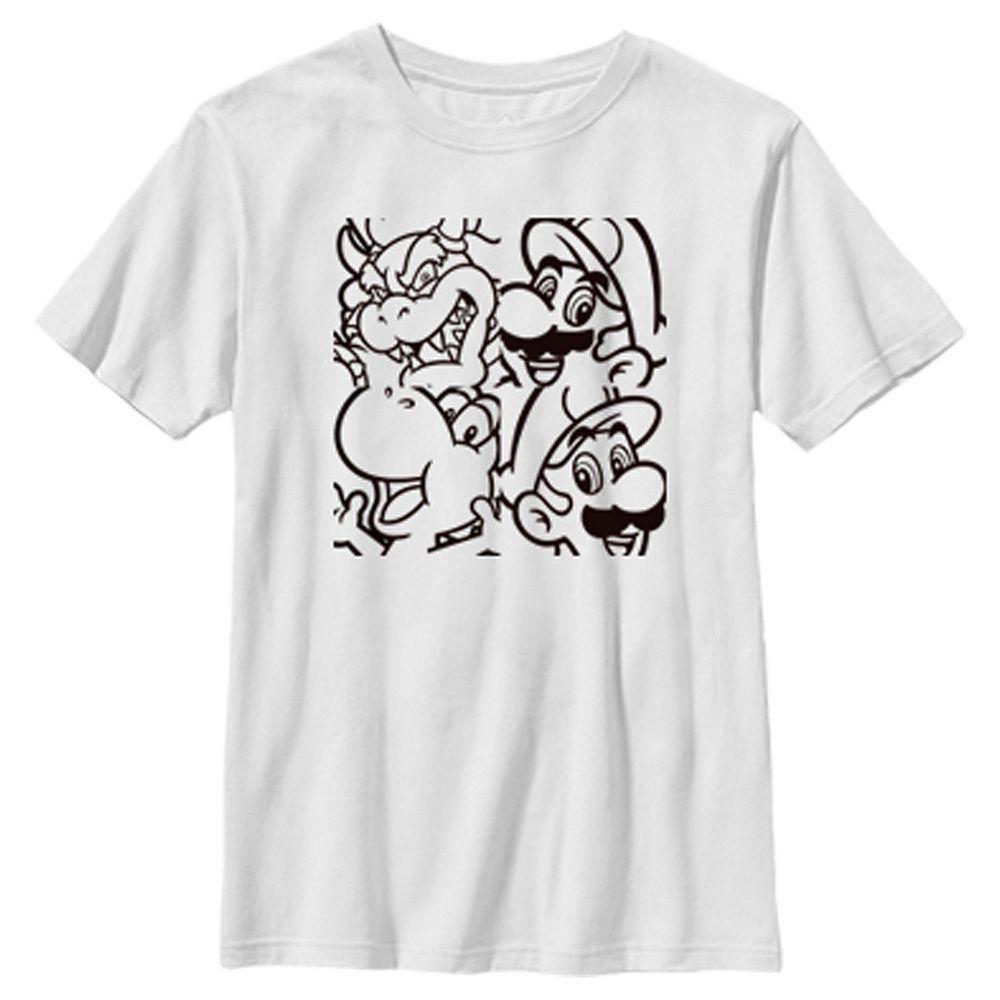 Boys 6-20 Nintendo Super Mario Group Classic Shot Panels Graphic Tee