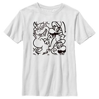 Boys 6-20 Nintendo Super Mario Group Classic Shot Panels Graphic Tee