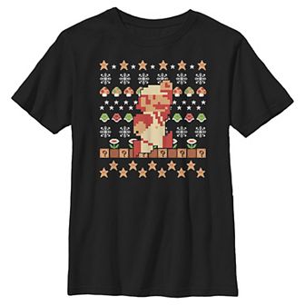 Boys 8-20 Nintendo Super Mario Mario Pixel Ugly Christmas Sweater Graphic Tee