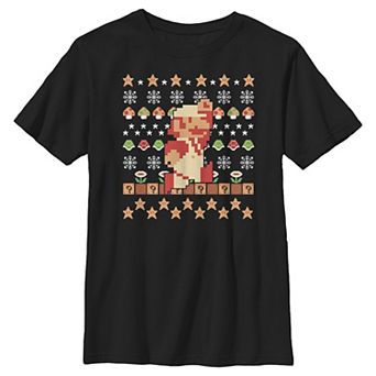 Boys 8-20 Nintendo Super Mario Mario Pixel Ugly Christmas Sweater Graphic Tee