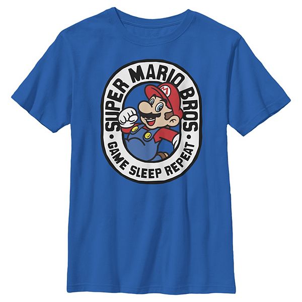 Boys 8-20 Nintendo Super Mario Bros Game Sleep Repeat Portrait Graphic Tee