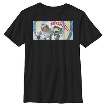 Boys 6-20 DC Comics Graphic Teen Titans Go! Beast Boy Cyborg Responsibility Graphic Tee
