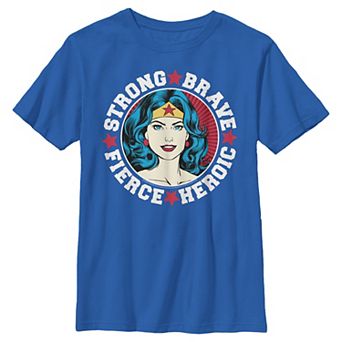 Boys 6-20 DC Comics Wonder Woman Strong Brave Vintage Wrap Around Graphic Tee