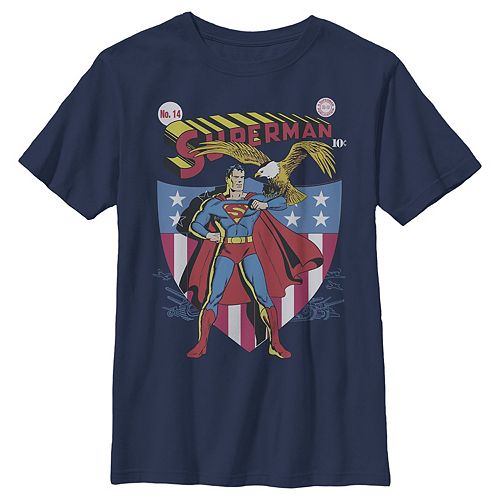 Boys 8 20 Dc Comics Superman Stars And Stripes Poster Graphic Tee - superman fly roblox