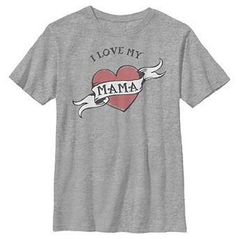 Boys 6-20 I Love My Mama Heart Tattoo Mother's Day Graphic Tee