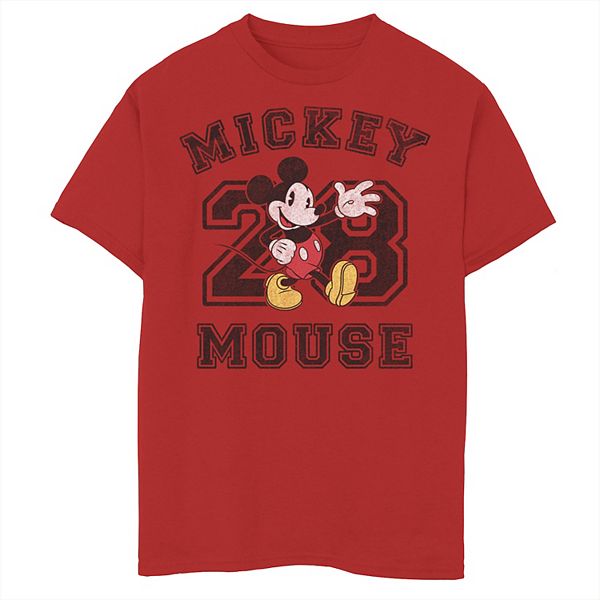 Disney's Mickey Mouse Boys 8-20 Varsity Text #28 Portrait Graphic Tee