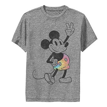 Disney's Mickey Mouse Boys 6-20 Peace Sign Rainbow Short Performance Graphic Tee