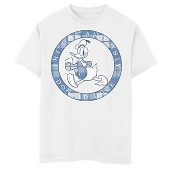 Disney's Donald Duck Boys 8-20 Plaid Portrait Circle Logo Graphic Tee