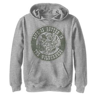 Disney's Mickey And Friends Boys 8-20 Life Is Better In The Wilderness Fleece Graphic Hoodie