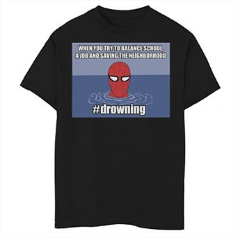 Boys 8-20 Marvel Spider-Man #drowning Vintage Portrait Panel Graphic Tee