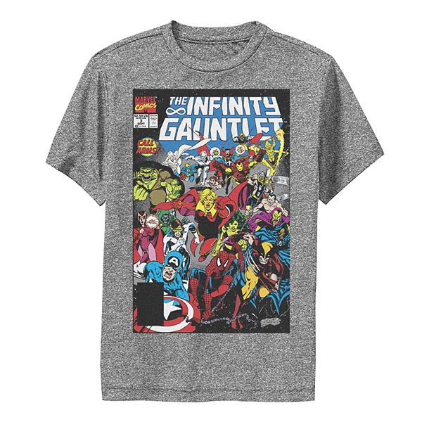 Boys 8 20 Marvel D23 Exclusive Vintage Infinity Gauntlet Comic Cover Performance Graphic Tee - roblox thanos infinity war pants