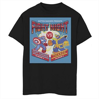 Boys 8-20 Marvel Fight Night Retro Arcade Captain America VS Thanos Graphic Tee