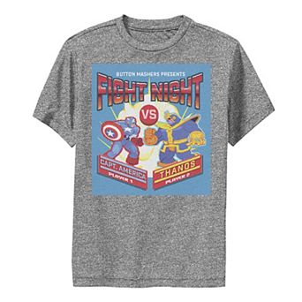 Boys 8-20 Marvel Fight Night Retro Arcade Captain America VS Thanos Performance Graphic Tee