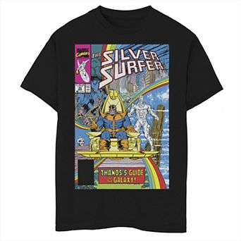 Boys 8-20 Marvel Silver Surfer Rainbow Thanos's Guide Comic Cover Graphic Tee