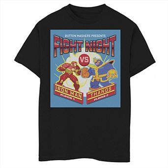 Boys 8-20 Marvel Fight Night Retro Arcade Iron Man Versus Thanos Graphic Tee