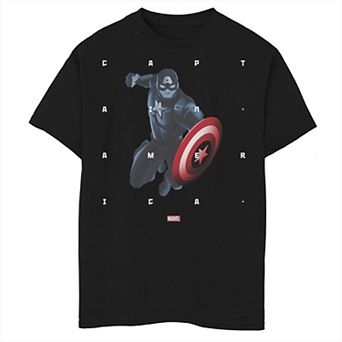 Boys 6-20 Marvel Captain America Halftone Word Stack Portrait Graphic Tee