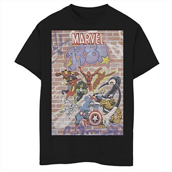 Boys 8-20 Marvel D23 Exclusive 1980 Graffiti Group Shot Poster Graphic Tee