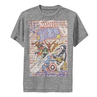 Boys 8-20 Marvel D23 Exclusive 1980 Graffiti Group Shot Poster Performance Graphic Tee