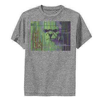 Boys 8-20 Marvel The Hulk Glitched Poster Performance Graphic Tee