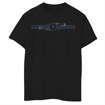 Boys 6-20 Marvel Captain America Outline Text Logo Graphic Tee