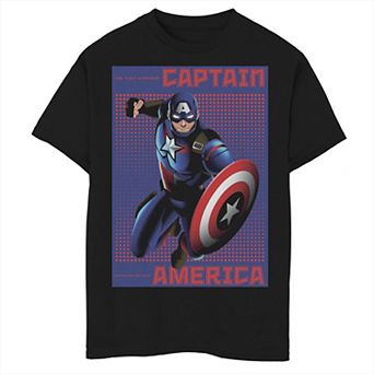 Boys 8-20 Marvel Captain America Halftone Pop Art Poster Graphic Tee