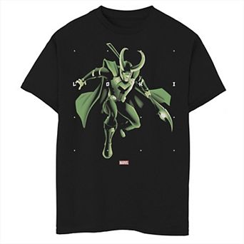 Boys 8-20 Marvel Loki Halftone Word Stack Portrait Graphic Tee