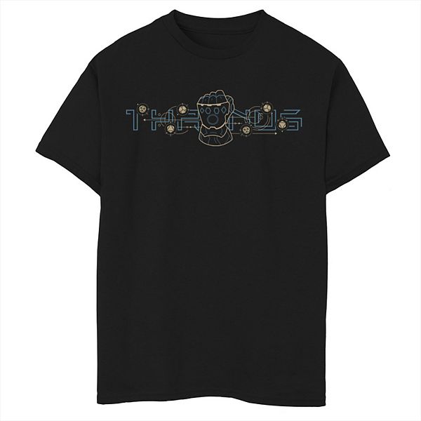 Boys 8-20 Marvel Thanos Outline Text Logo Graphic Tee