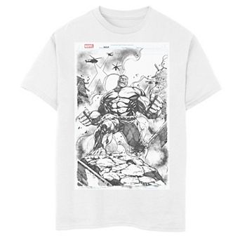Boys 8-20 Marvel Hulk Comic Cover Sketch Graphic Tee