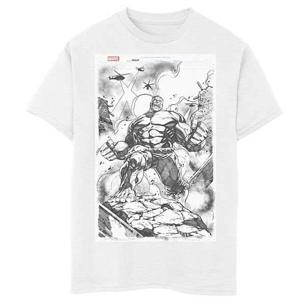 Boys 8-20 Marvel Hulk Comic Cover Sketch Graphic Tee