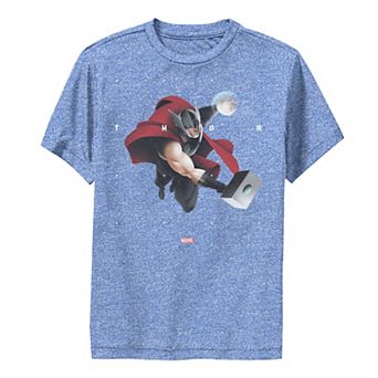 Boys 8-20 Marvel Thor Halftone Word Stack Portrait Performance Graphic Tee