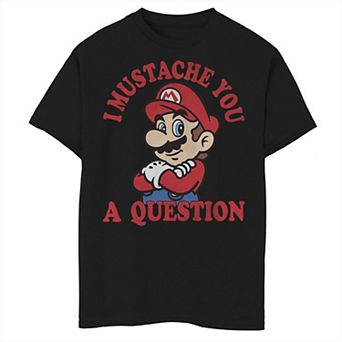 Boys 8-20 Nintendo Super Mario I Mustache You A Question Poster Graphic Tee