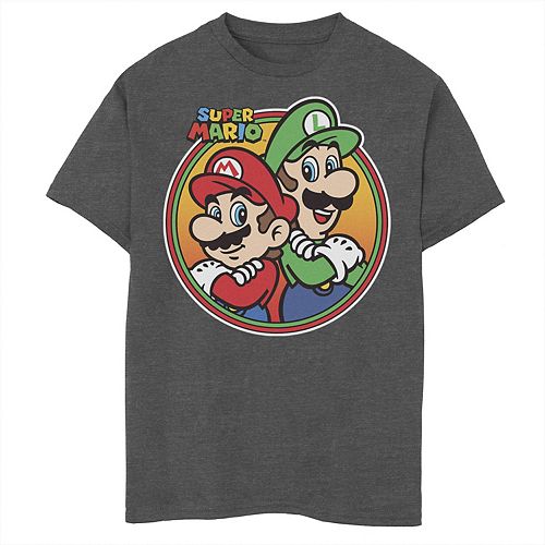 Boys 8 20 Nintendo Super Mario Luigi Brothers Circle Graphic Tee - luigi t shirt roblox