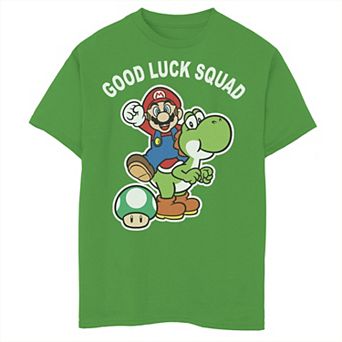 Boys 8-20 Nintendo Super Mario Good Luck Squad Group Shot Portrait Graphic Tee