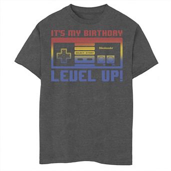 Boys 8-20 Nintendo It's My Birthday Level Up! SNES Controller Graphic Tee