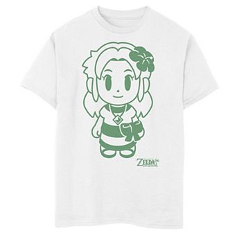 Boys 8-20 Nintendo Legend Of Zelda Links Awakening Marin Green Outline Portrait Graphic Tee