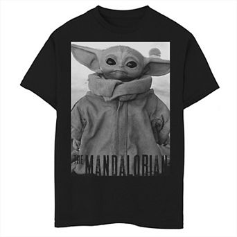 Boys 8-20 Star Wars The Mandalorian The Child aka Baby Yoda Black & White Portrait Graphic Tee