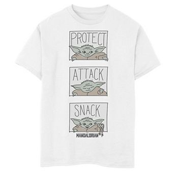 Boys 8-20 Star Wars The Mandalorian The Child aka Baby Yoda Protect Attack Snack Graphic Tee