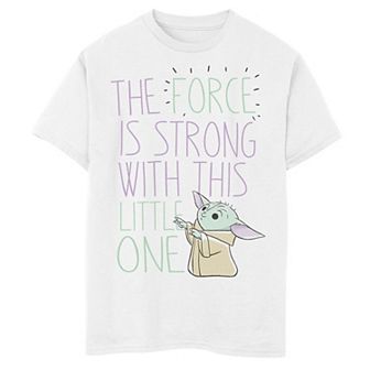 Boys 8-20 Star Wars The Mandalorian The Child aka Baby Yoda Force Is Strong Text Graphic Tee