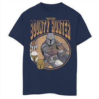 Boys 6-20 Star Wars The Mandalorian Bounty Hunter Retro Comic Portrait Graphic Tee