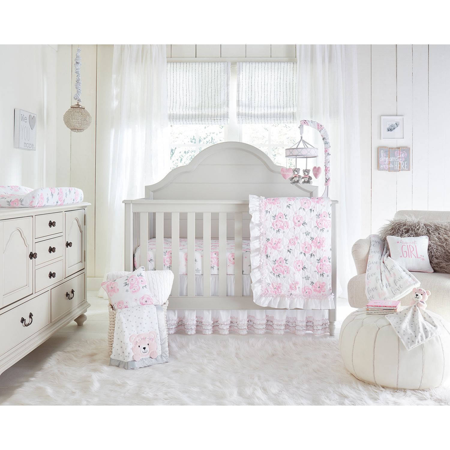 nojo ballerina bows 4 piece crib bedding set