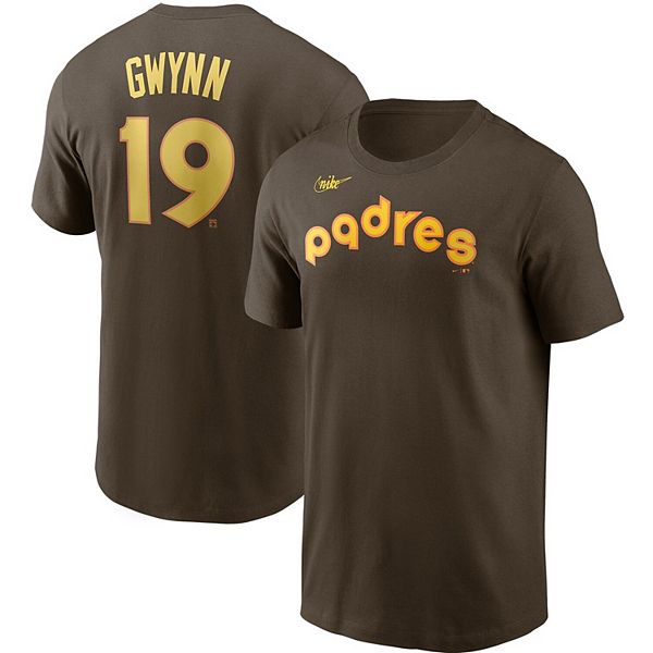 Men’s Nike Tony Gwynn San Diego Padres Cooperstown Collection Name & Number  Brown T-Shirt