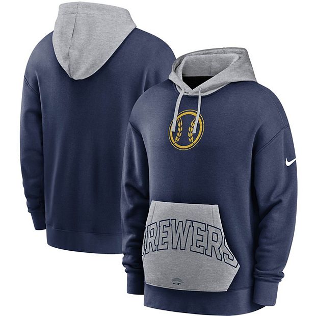Men's Nike Navy/Gray Milwaukee Brewers Heritage Tri-Blend Pullover