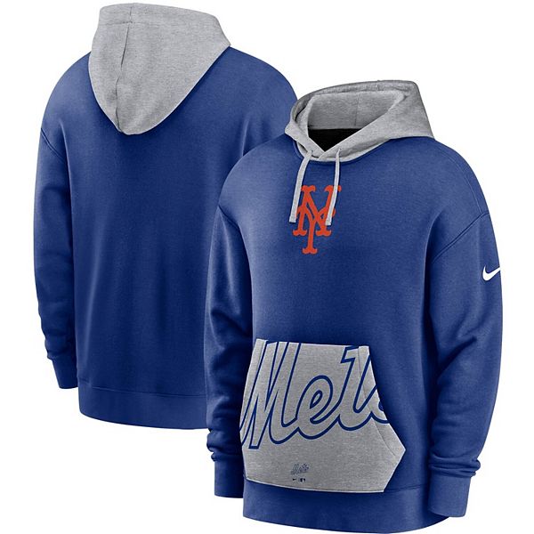 Men's Nike Royal/Gray New York Mets Heritage Tri-Blend Pullover Hoodie