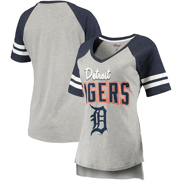 Women's G-III 4Her by Carl Banks Heathered Navy Detroit Tigers First Place  V-Neck T-Shirt