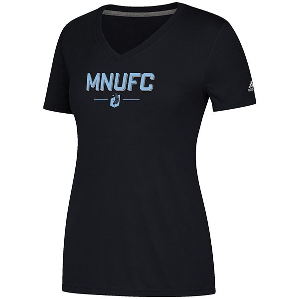 Women's adidas Black Minnesota United FC Lined Up Performance V-Neck T ...