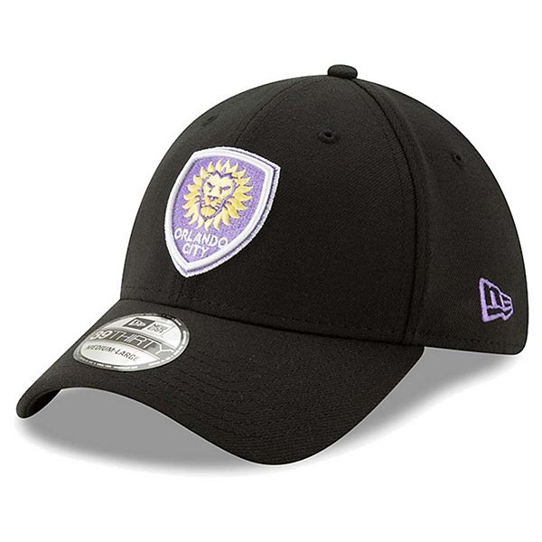 Men's New Era Black Orlando City SC Team Logo 39THIRTY Flex Hat
